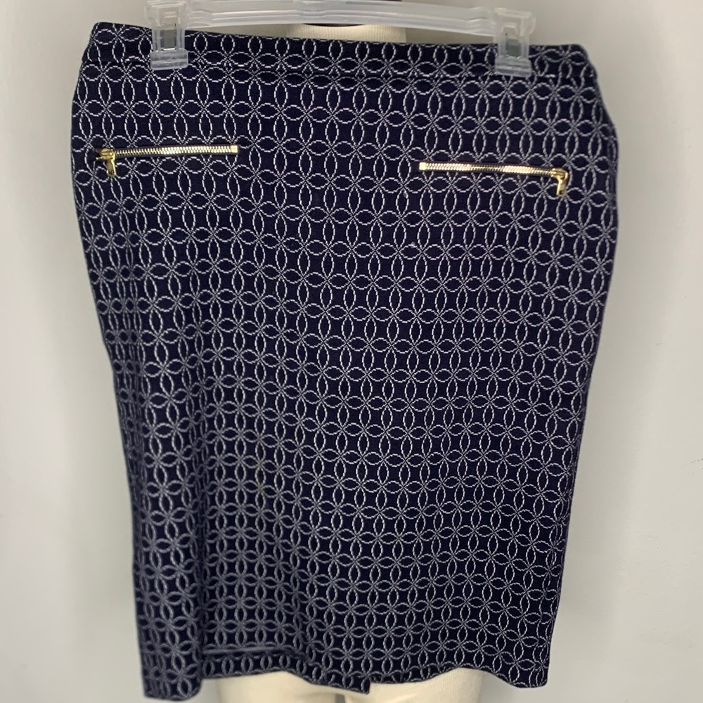 Talbots Navy Geometric Pencil Skirt size 6